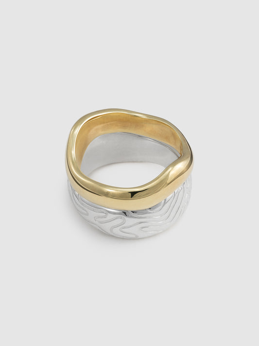 Globe Stacking Ring Pair (A Silver B Gold)